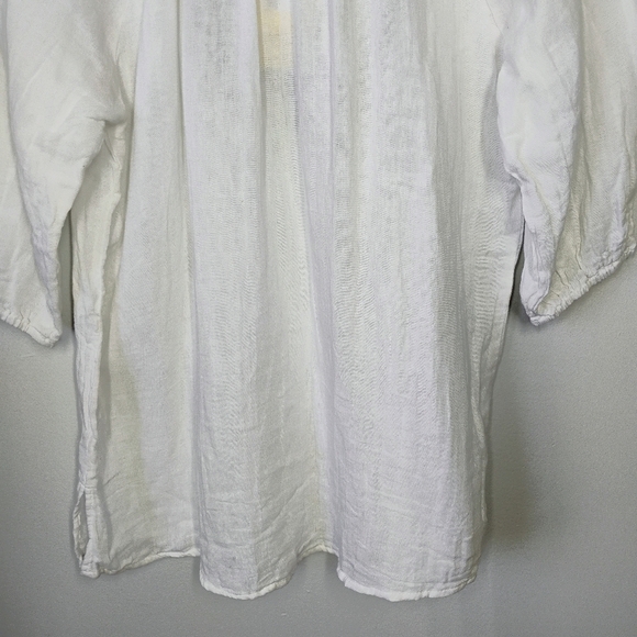 Wayan Natural Wear Embroidered 3/4 Sleeve Blouse White Flowy Bohemian Size L/XL - Picture 5 of 12